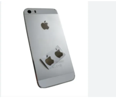 Apple Logo Label Aufkleber Sticker Badge Silver chrome color decal metal_img_2