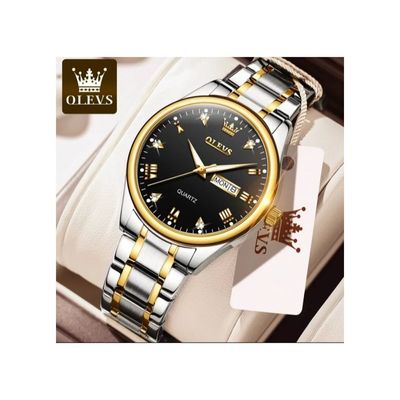 Olevs Men's Quartz Watch (Black-White-Golden)_img_1