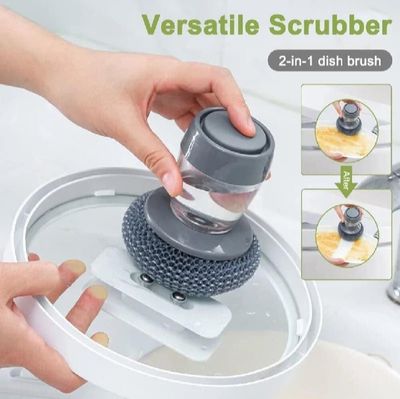 Kitchen DishWashing Brush Pot Dish Brushes with Washing Up Liquid Soap Dispenser Pot Dish Cleaning Brush Kitchen_img_7