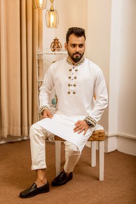 Men's Embroidery Panjabi - White_img_1