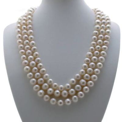 Round white pearl 3 Layer necklace_img_0