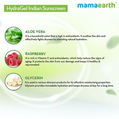 Mamaearth Hydragel Indian Sunscreen Spf 50, With Aloe Vera & Raspberry, For Sun Protection - 50G_img_3