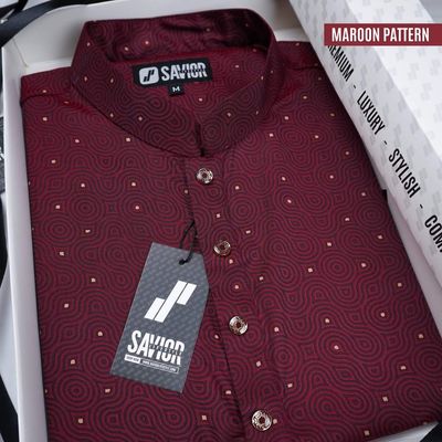 Maroon Pattern Premium Panjabi – Festive Elegance for Men_img_1