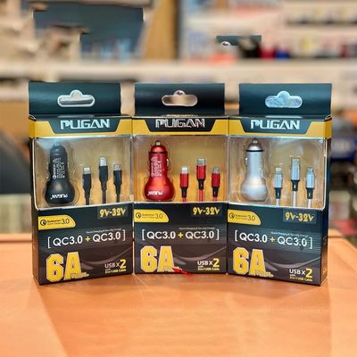 PUGAN 3 in 1 USB Car Fast Charger - 6A_img_0