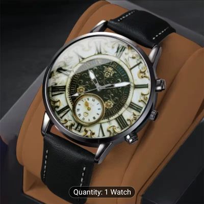Classic Roman Numeral Patterned Face Men's Quartz Watch 47_img_0