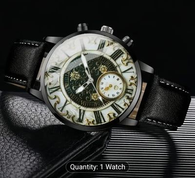 Classic Roman Numeral Patterned Face Men's Quartz Watch 47_img_1