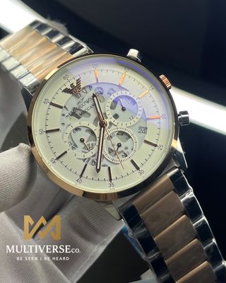 ARMANI UNIQUE CHRONOGRAPH TWO TONE WHITE DIAL (AA)_img_1