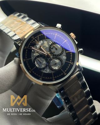 ARMANI UNIQUE CHRONOGRAPH TWO TONE BLACK DIAL (AA)_img_1