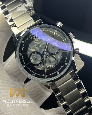 ARMANI UNIQUE CHRONOGRAPH SILVER CHAIN BLACK DIAL (AA)_img_0