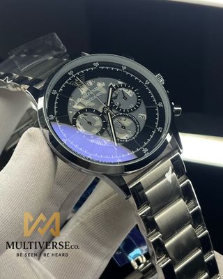 ARMANI UNIQUE CHRONOGRAPH SILVER CHAIN BLACK DIAL (AA)_img_1