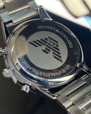 ARMANI UNIQUE CHRONOGRAPH SILVER CHAIN BLACK DIAL (AA)_img_3