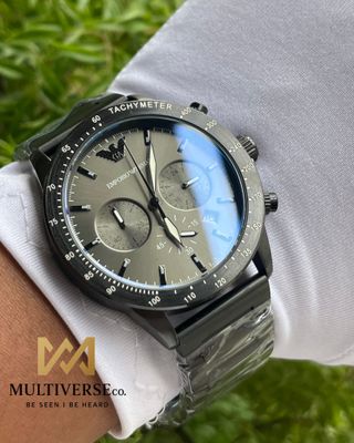 EMPORIO ARMANI CHRONO BLACK CHAIN GREY DIAL MATTE FINISH (AA)_img_1
