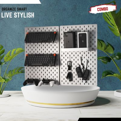 14×22 Square Inch Melamine PegBoard Combo – Complete Wall Organizer Set | InDecorBD_img_0