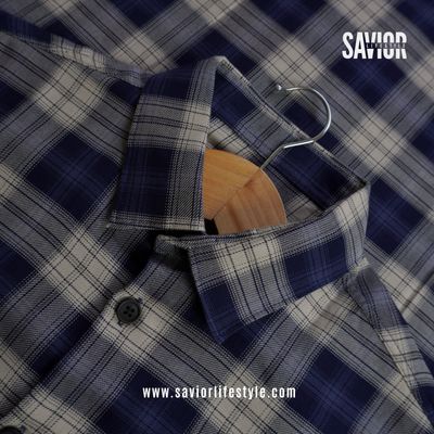 Navy Beige - Pocketless Full Sleeve Check Shirt_img_1