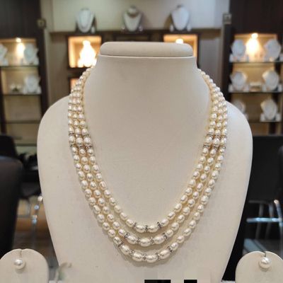 White Rice pearl 3 layer necklace_img_0