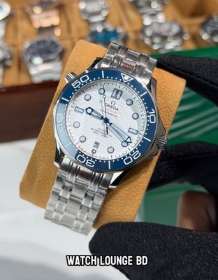 Omega Seamaster blue bezel white dial
