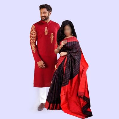 Premium Couple Set/Matching Dress/Traditionally Dress/Sari And Panjabi_img_1