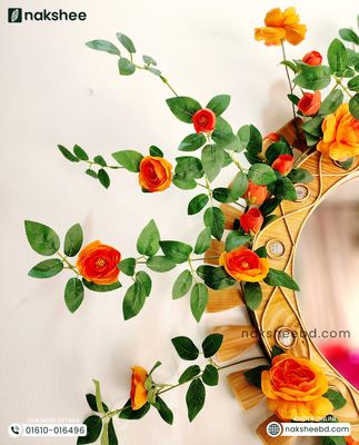 23'' wooden Mirror wave + Orange rose vine_img_2