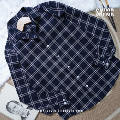 Deep Navy - Full Sleeve Pocket Less Check Shirt (WB)_img_2