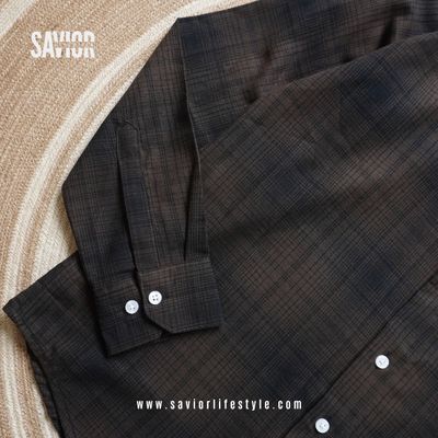Shadow Brown - Full Sleeve Pocket Less Check Shirt_img_3