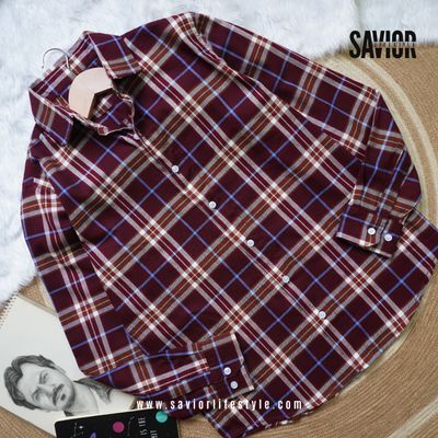 Maroon Line - Full Sleeve Pocket Less Check Shirt_img_1