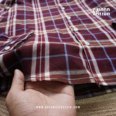 Maroon Line - Full Sleeve Pocket Less Check Shirt_img_2