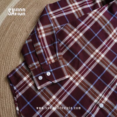 Maroon Line - Full Sleeve Pocket Less Check Shirt_img_3
