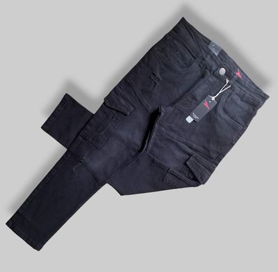 Jeans Cargo- Zed Black (Torn Style)