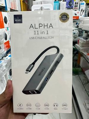 WIWU Alpha A11312H 11-in-1 USB Hub Type-C VGA RJ-45 Dual HDMI Port_img_1