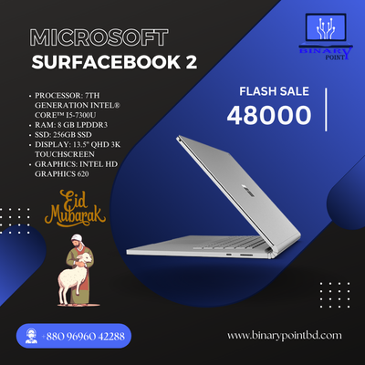 Microsoft Surface Book 2 – Core i5 7th Gen | 8GB RAM | 256GB SSD | 13.5" QHD Touchscreen | Price in Bangladesh