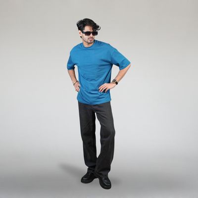 Solid Oversized Tshirt - Petrol Blue_img_1