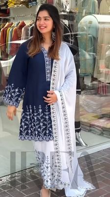 Blue Embroidered Set