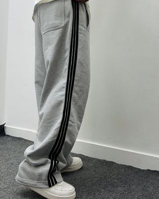 Ash Grey Classic Stripe Baggy Joggers_img_2