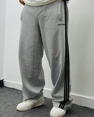 Ash Grey Classic Stripe Baggy Joggers_img_0