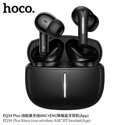 hoco EQ34 Plus True Wireless ANC+ENC Noise Reduction App Control Bluetooth Earphone(Black)_img_1