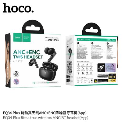 hoco EQ34 Plus True Wireless ANC+ENC Noise Reduction App Control Bluetooth Earphone(Black)_img_5