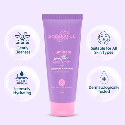Aqualogica Illuminate+ Smoothie Face Wash with Wild Berries & Alpha Arbutin 100ml_img_1