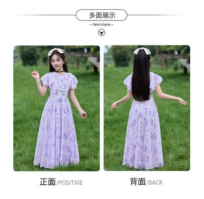 Imported 🌸Summer Floral Chiffon Dress – Princess Outfit for Big Girls_img_2
