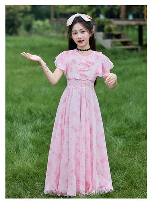 Imported 🌸Summer Floral Chiffon Dress – Princess Outfit for Big Girls_img_4