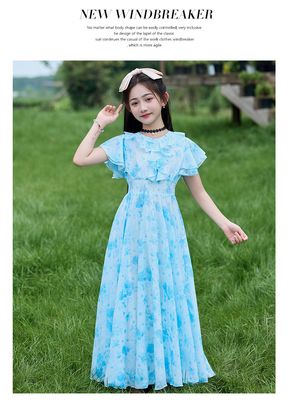 Imported 🌸 Summer Floral Chiffon Dress – Princess Outfit for Big Girls_img_2