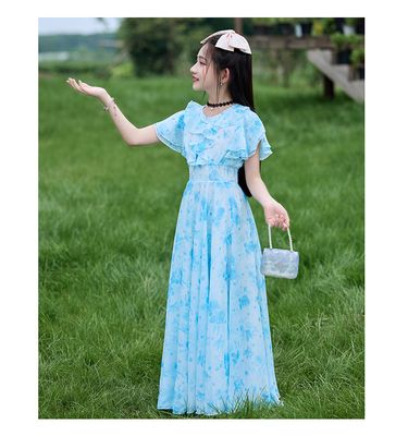 Imported 🌸 Summer Floral Chiffon Dress – Princess Outfit for Big Girls_img_3