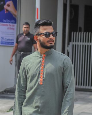 Men's Embroidery Panjabi - Olive Orange_img_1