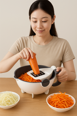 Multifunctional Rotate Vegetable Slicer with Basket 9 in 1_img_0