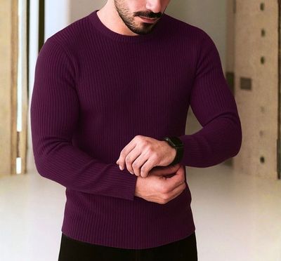 Premium Maroon Rib Full Sleeve T-Shirt_img_0