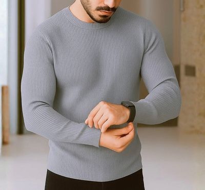 Premium Gray Rib Full Sleeve T-Shirt_img_0