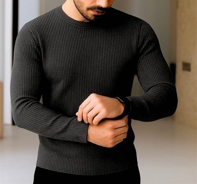 Premium Black Rib Full Sleeve T-Shirt_img_0