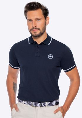 Wittchen Men's cotton polo shirt with navy blue and white trim_img_1