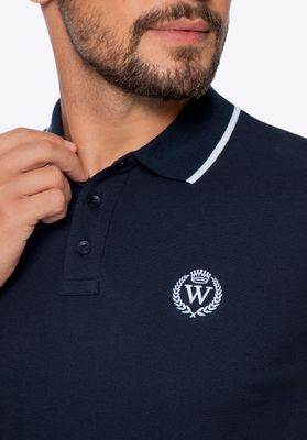 Wittchen Men's cotton polo shirt with navy blue and white trim_img_4