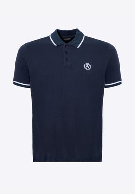 Wittchen Men's cotton polo shirt with navy blue and white trim_img_5