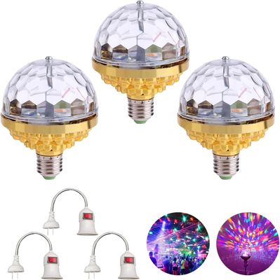 mposei Colorful Rotating Magic Ball Light, Party Lights Disco Ball, Mirror Disco Ball Shape Bulb, Magic Rotating Ball Light Bulb with Sockets for Home_img_2